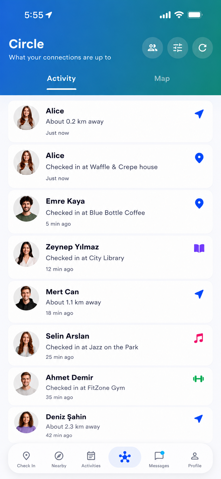 Feink Circle activity feed