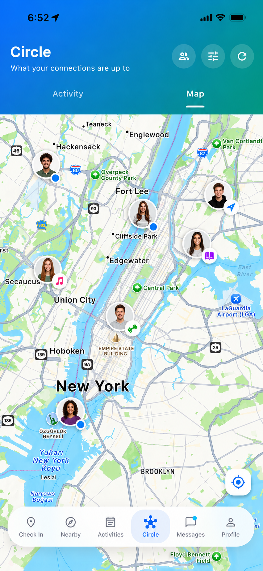 Feink Circle map screen